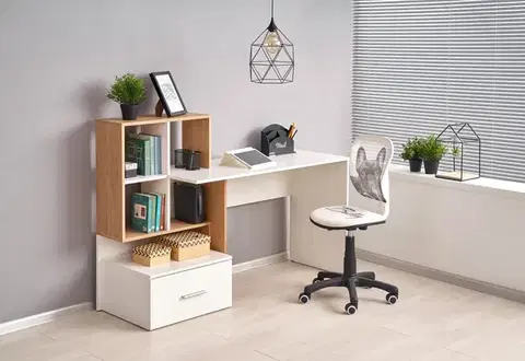 Písacie a pracovné stoly HALMAR Grosso písací stôl dub zlatý / biela