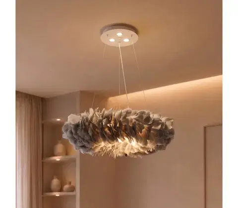 Svietidlá BRILAGI - LED luster na lanku FEATHER 3xE27/40W/230V + 3xLED/3W pr. 50 cm šedý BRI941