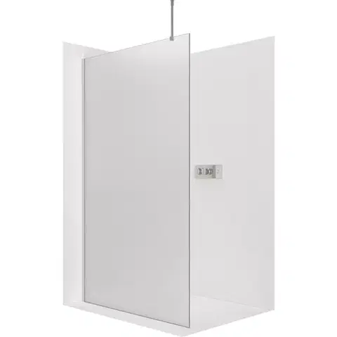Sprchovacie kúty CERANO - Sprchová zástěna Walk-in Onyx Top Round L/P - 8 mm - kulatá vzpěra - chrom, mléčné sklo - 70x200  CER-8050BD1529