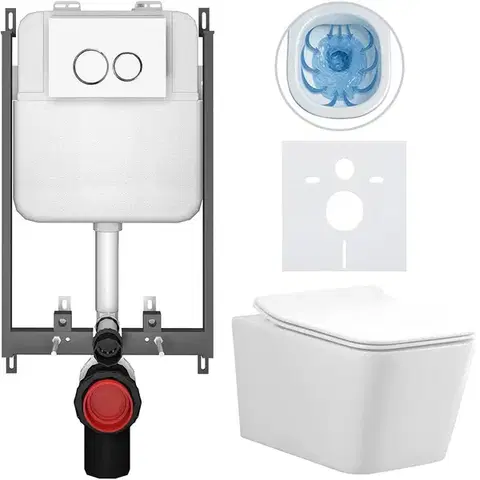 Záchody CERANO - Kompletný WC set Basic/Forte - biela lesklá - WC tlačidlo Dualo/Biela - na zamurovanie - 51x36 CER-8050BD86106