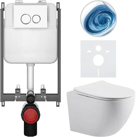 Záchody CERANO - Kompletný WC set Basic/Cesso - biela matná - WC tlačidlo Dualo/Biela - na zamurovanie - 49x36 CER-8050BD86151