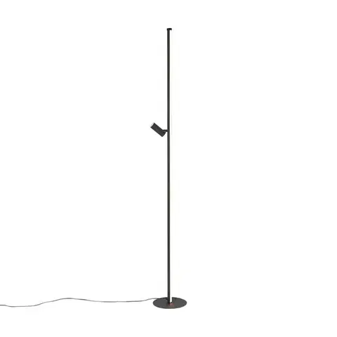 Stojace lampy Dizajnová stojaca lampa čierna s lampou na čítanie vrátane LED s dotykovým stmievačom - Throttle
