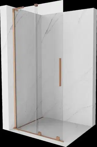 Sprchové dvere MEXEN/S - Velar L Sprchová zástena posuvná Walk-in 90 x 200, transparent 8 mm, meď kartáčovaná 871-090-003-03-65