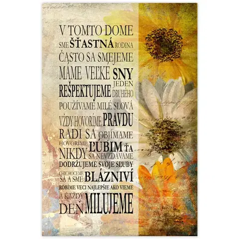 Obrazy s textom Obraz s rámom - Domov, slnečnice