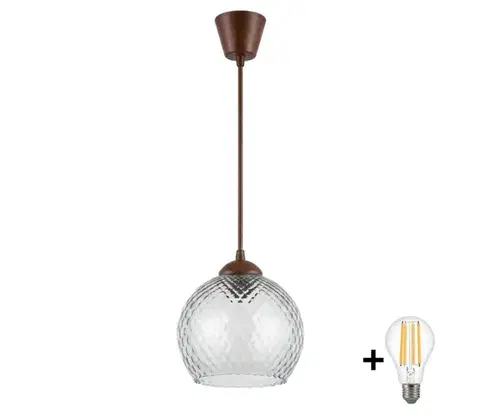 Svietidlá BRILAGI - LED luster na lanku R GLASS 1xE27/60W/230V, priemer 25 cm, hnedá/dymová sivá NSTK7486+TK8611A