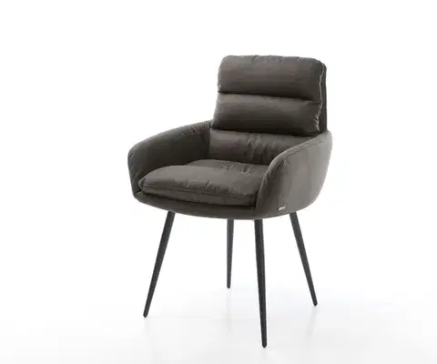 Jedálenské stoličky DELIFE Jedálenská stolička Abelia-Flex s opierkami mikrovlákno antracitová vintage 4-nohá zúžená čierna