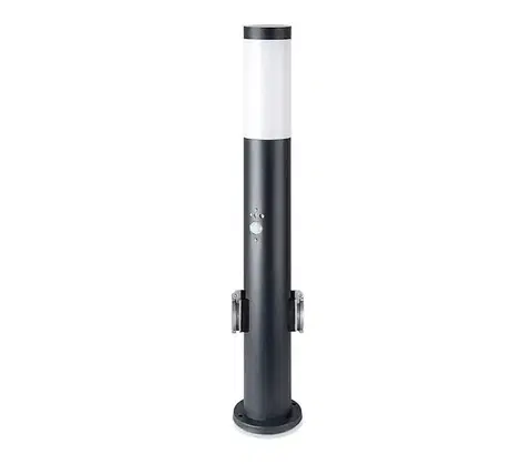 Záhradné lampy  Vonkajšia lampa so senzorom a 2 zásuvkami 1xE27/60W/230V IP44 60cm antracit 8976
