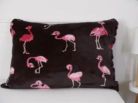 Dekoračné obliečky MKLozkoviny.sk Obliečka na vankúš mikroplyš 70 × 90 cm – Flamingos-  -