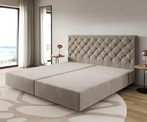 Postele Boxspring DELIFE Boxspring posteľ Dream-Great mikrovlákno béžová 200×200 cm