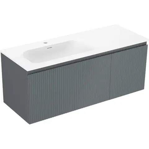 Kúpeľňový nábytok MEXEN/S - Rivel kúpeľňová skrinka 120 cm s umývadlom Vela ľavá, 1S, 1D, reliéf, grafit mat/biela mat 91A23-12047-3-BBFF66-W23L01