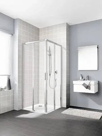 Sprchovacie kúty Kermi Cada XS /rohový vstup/ bezbariérové posuvné dvere 900x2000, číre sklo clean, profil strieborný lesk ĽAVÝ CKC2L09020VPK