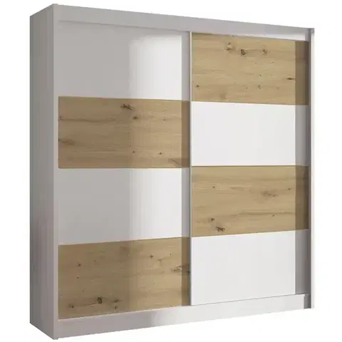 Šatníkové skrine Skriňa DUO 203 biela/artisan