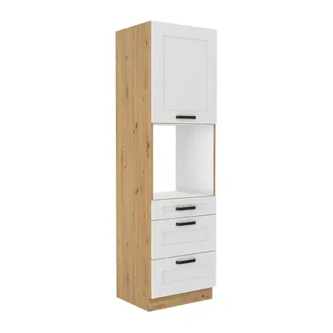 Kuchynské dolné skrinky KONDELA Lula 60 DPS-210 3S 1F skrinka na vstavanú rúru biela / dub artisan
