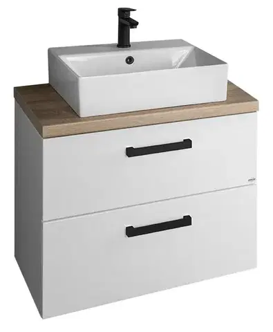 Kúpeľňový nábytok AQUALINE - VEGA Nábytková zostava do kúpeľne, šírka 72,5 cm, biela/dub platina VG073-01