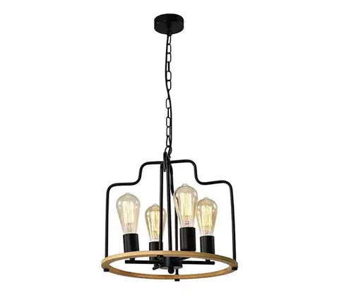 Svietidlá  Luster na reťazi DATUS 4xE27/40W/230V čierna/hnedá 34-29690