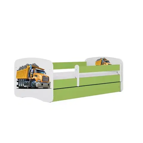 Postele pre dievčatá Detská Posteľ. Babydreams+Sz+M Zelená 80x180 - Nákladné auto