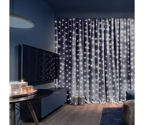 Vianočné dekorácie BRILAGI - LED Vianočný záves 300xLED/8 funkcí/3xAA/USB 1,2m studená biela 1V10-CW-OEM1