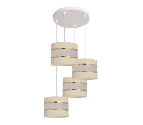 Svietidlá  Luster na lanku HELEN 4xE27/15W/230V krémová W-KD 0801/4 EC+GO+MAT