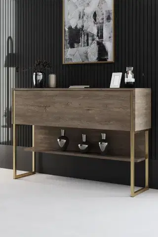 Komody Komoda Luxe - Gold, Walnut