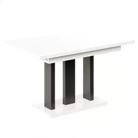 Jedálenské stoly Rozkladací stôl Appia Mat čierne nohy 130/210x80cm Biely lesk