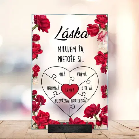 Tabuľky s venovaním (darčeky) Osobný darček pre ženu - plaketa so srdcom