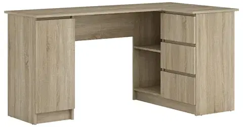Písacie a pracovné stoly NABBI Alsen rohový pc stolík dub sonoma