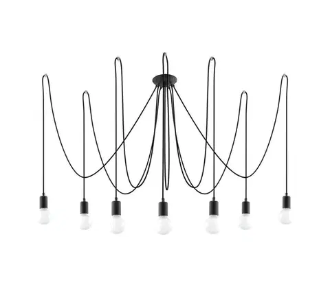Svietidlá  SL.0372 - Luster na lanku EDISON 7 7xE27/60W/230V pavúk čierna SL.0372