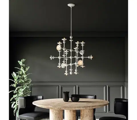 Svietidlá Elstead Quintiesse QN-CADENCE18-WHT - Luster na tyči CADENCE 18xE14/40W/230V biely QN-CADENCE18-WHT