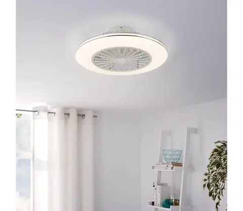 Ventilátory Eglo 35142 - LED stmievateľný stropný látor LOVISCA 3×LED/12,6 W/230 V, priemer 55 cm, biela + diaľkové ovládanie 35142