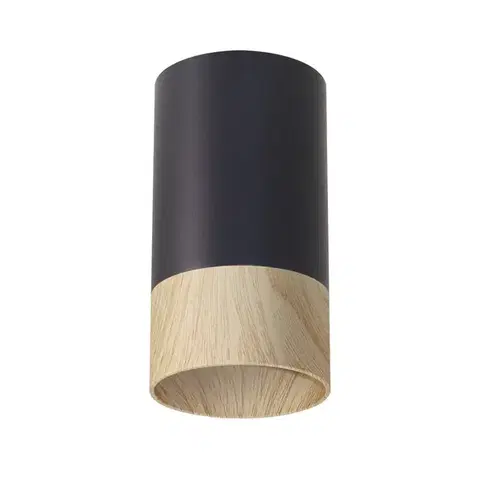 Stropná svetla STROPNÉ SVIETIDLO CONTI TUBE 1X15W GU10 5,5/10 ČIERNA+DREVENÁ