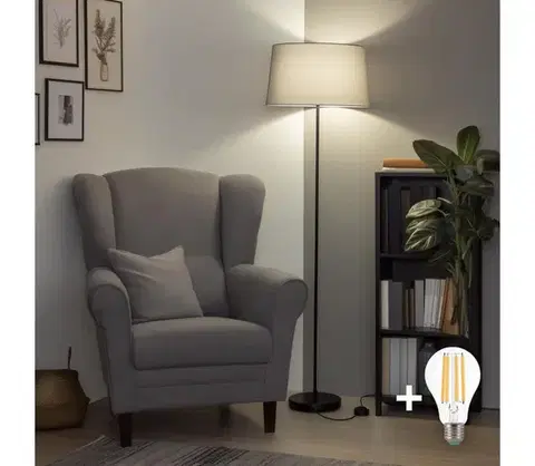 Lampy BRILAGI - LED stojacia lampa CERIA 1xE27/40W/230V pr. 45 cm sivá/čierna SA2187+EG781042