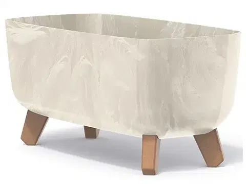 Kvetináče a truhlíky NABBI DGCL400E plastový kvetináč na nožičkách 39 cm krémová