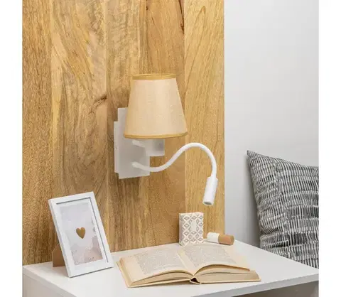 Svietidlá BRILAGI - LED Nástenná lampa NUBILA 1xE27/25W/230V +LED/3W biela/svetlohnedá BG1559+BG1571