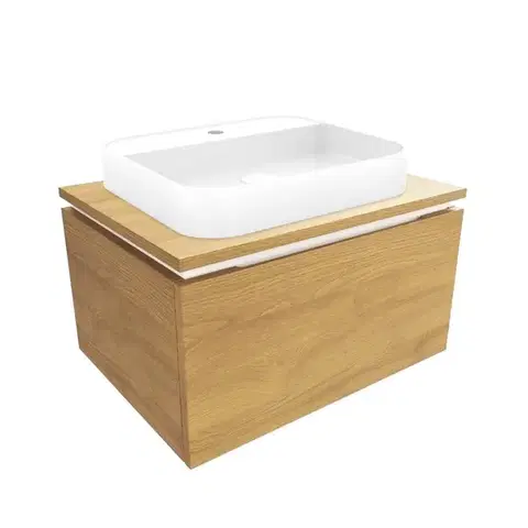Kúpeľňový nábytok Kúpeľňová skrinka s umývadlom a krycou doskou SAT Feel 60x30x46 cm dub medový mat SATFEEL60DMDU SATFEEL60DMDU