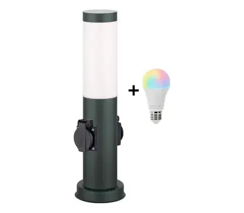 LED osvetlenie Brilagi - LED RGBW vonkajšie svietidlo so 2 zásuvkami 1xE27/12W/230V 40 cm IP44 antracit BG3942+AI0819