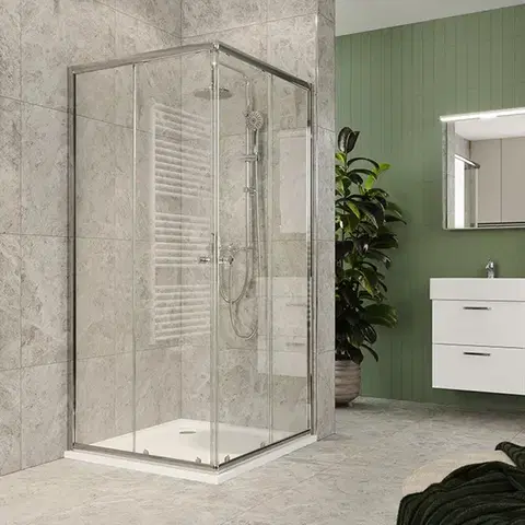 Sprchovacie kúty Mereo Sprchový kút, Kora Lite, štvorec, 80 cm, chróm ALU, sklo Číre CK34133Z