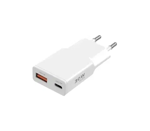 Predlžovacie káble Winner Group - Nabíjací adaptér GaN 1xUSB-A + 1xUSB-C 30W biela WINSITGA30CA