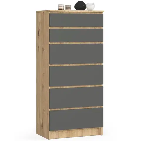 Komody a skrinky Moderná vysoká komoda MARIANNA60, dub Artisan / grafit