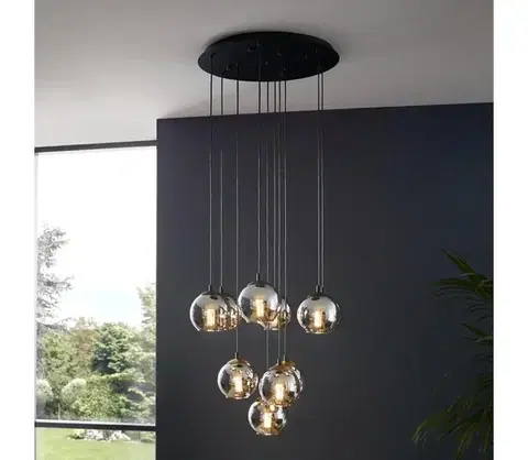 Svietidlá Eglo 98654 - Luster na lanku ARISCANI 10xE27/40W/230V čierna/lesklý chróm 98654