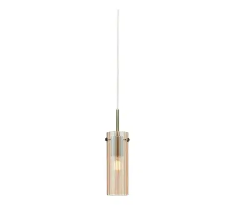 Svietidlá Markslöjd 109015 - Závesné svietidlo na kábli TIBIA 1xE14/40W/230V dymovo-béžová/mosadz 109015