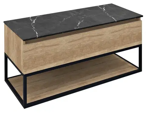 Kúpeľňový nábytok SAPHO - SKARA umývadlová skrinka 100x50x45cm, čierna mat/dub alabama CG009-2222