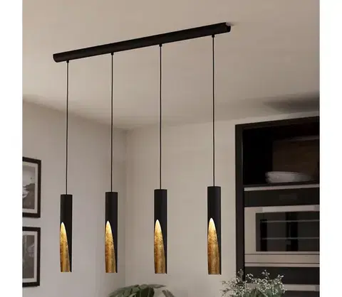 Svietidlá Eglo 900873 - LED Luster na lanku BARBOTTO 4xGU10/4,5W/230V čierna/zlatá 900873