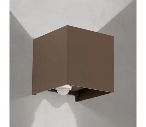 Svietidlá Orion- LED vonkajšie nástenné svietidlo so senzorom CUBE-S LED/13W/230V IP54 hnedé AL 11-1314 corten/Sensor