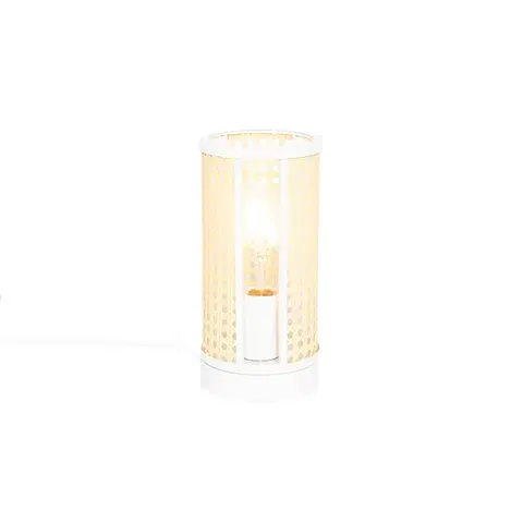 Stolné lampy Orientálna stolná lampa biela s ratanom 12 cm - Akira
