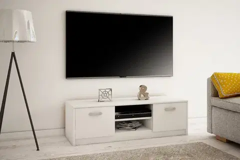 TV stolíky MAREK 027 TV stolík s dvierkami a policami, biela