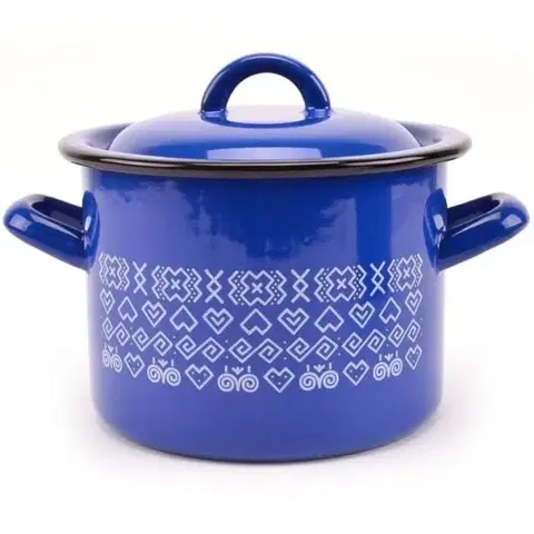 Hrnce Kinekus Hrniec smaltovaný s pokrievkou, 30cm / 17,5L, dekor Čičmany