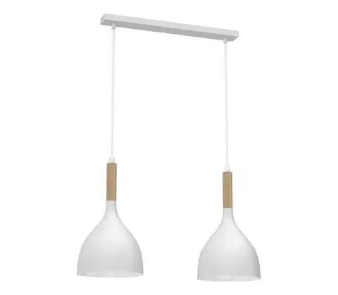 Svietidlá  Luster na lanku NOAK WOOD 2xE27/15W/230V biela/buk 3732
