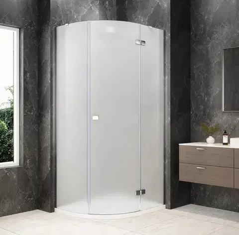 Sprchové dvere POLYSAN - GLOBE CHROME štvrťkruhová sprchová zástena 1000x900, matné sklo, pravé GB2190MRC
