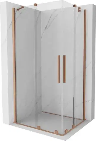 Sprchovacie kúty MEXEN/S - Velar Duo štvorcový sprchovací kút 100 x 90, transparent, meď kartáčovaná 871-100-090-02-65