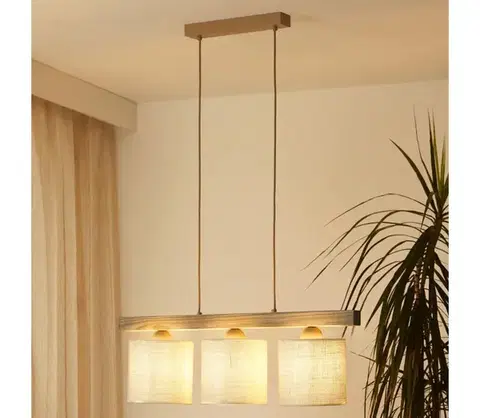Svietidlá BRILAGI - Luster na lanku FOREST 3xE27/15W/230V borovica/hnedá/krémová 5903240292271